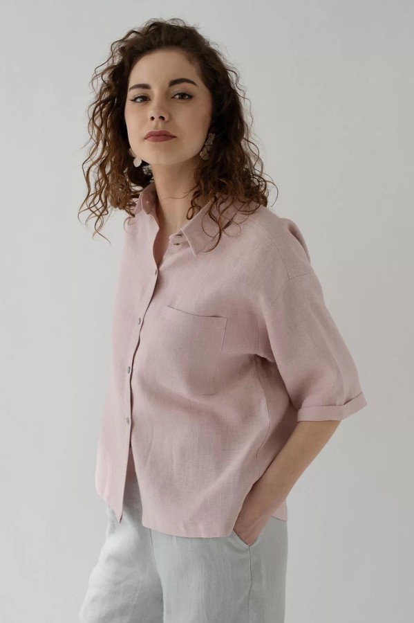 Amber linen. Lininiai marškiniai Positano