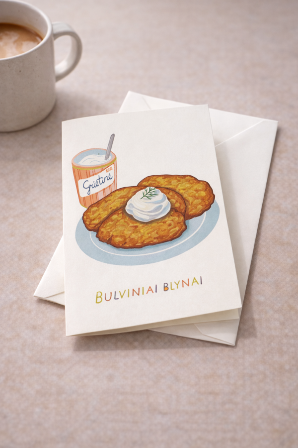 Justina Česnauskaitė. Atvirukas su voku Bulviniai blynai