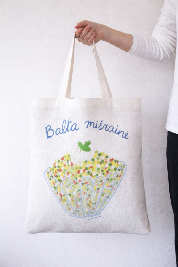 Justina Česnauskaitė. Lininis maišelis balta mišrainė