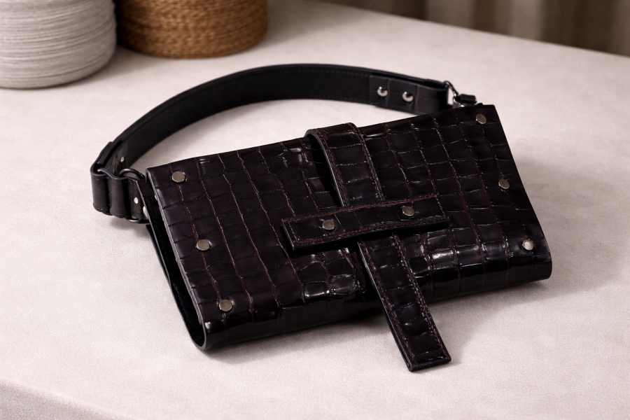 URBANHOLIC. Burgundiškas odinis RANKINUKAS