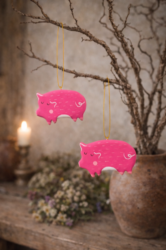 Wood life Jewellery. Kalėdinė dekoracija paršiukas