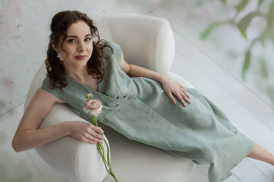 amber linen. GRACE lino suknelė 