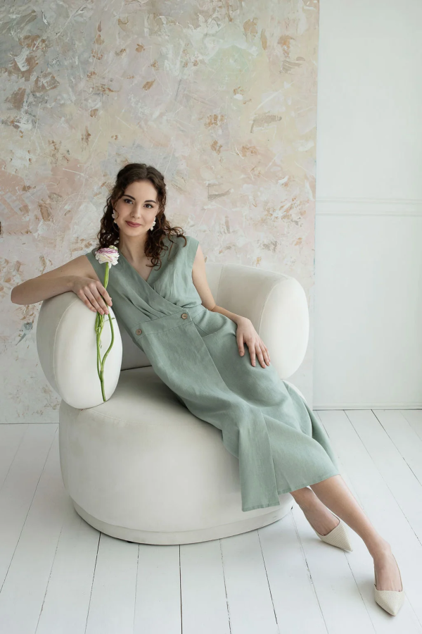amber linen. GRACE lino suknelė 