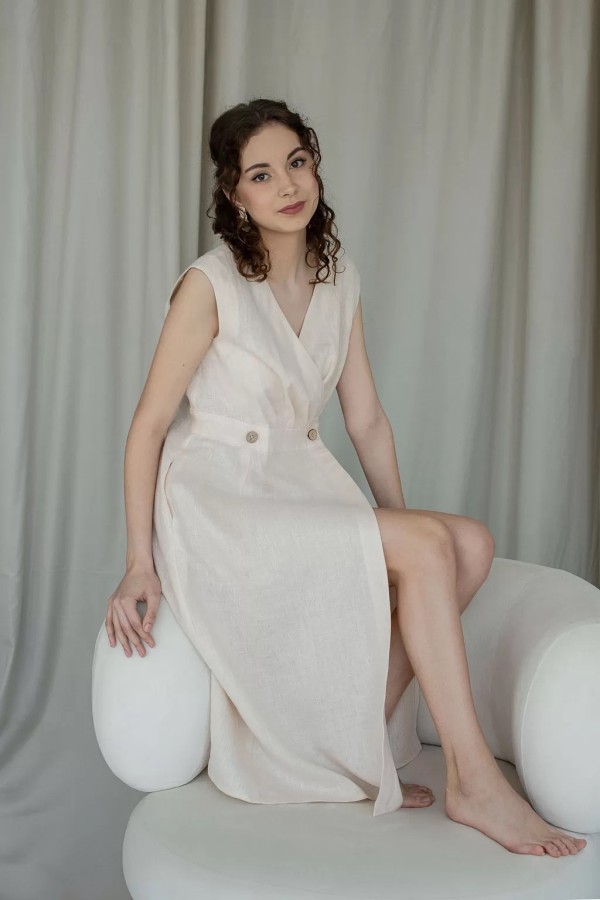 amber linen. GRACE susiaučiama lininė suknelė