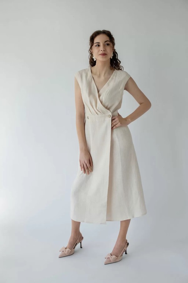 amber linen. GRACE susiaučiama lininė suknelė