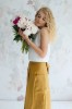amber linen. JAPAN susiaučiamas lininis midi sijonas