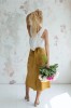 amber linen. JAPAN susiaučiamas lininis midi sijonas