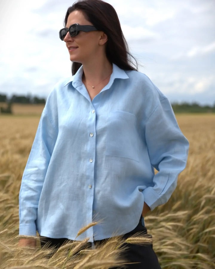 amber linen. Klasikiniai lininiai marškiniai TIVOLI