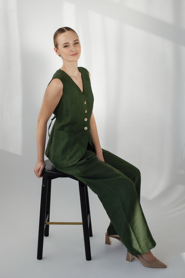 amber linen. Lininė liemenė JAVA chaki 