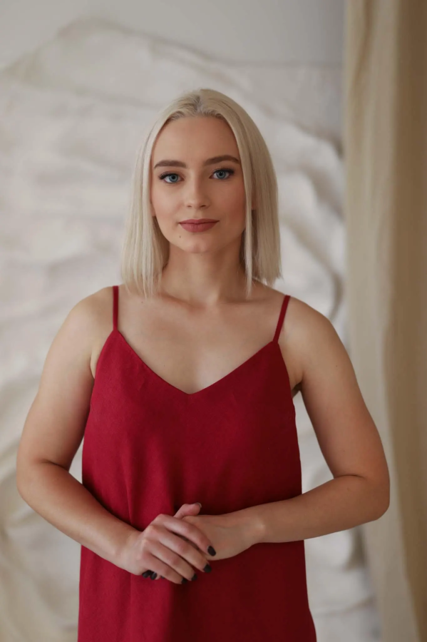AMBER LINEN. Lininė suknelė ant petnešėlių SPERLONGA