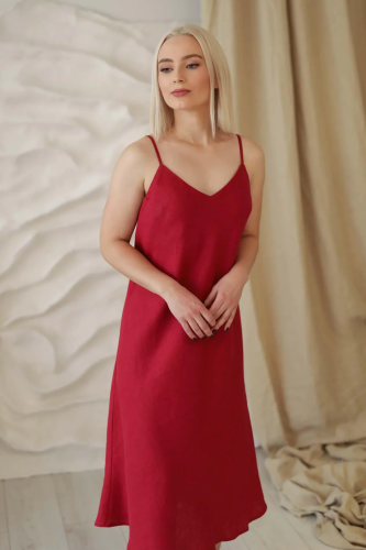 AMBER LINEN. Lininė suknelė ant petnešėlių SPERLONGA