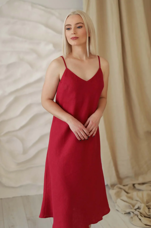 AMBER LINEN. Lininė suknelė ant petnešėlių SPERLONGA
