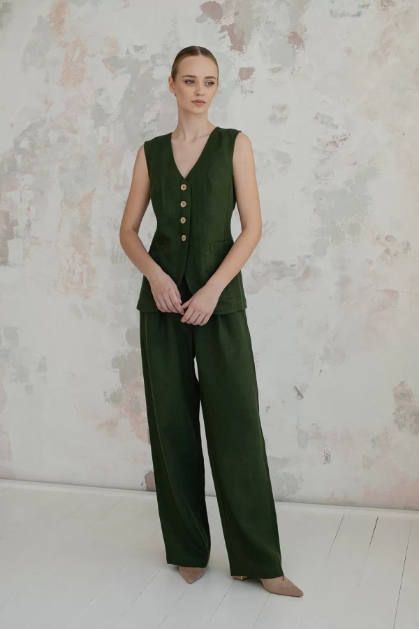 amber linen. Lininės kelnės JAKARTA chaki