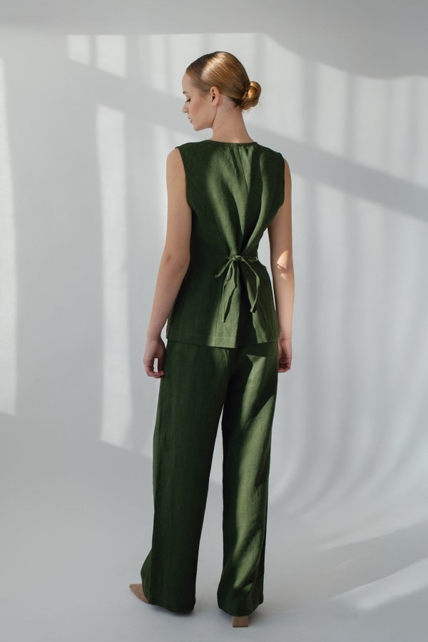 amber linen. Lininės kelnės JAKARTA chaki