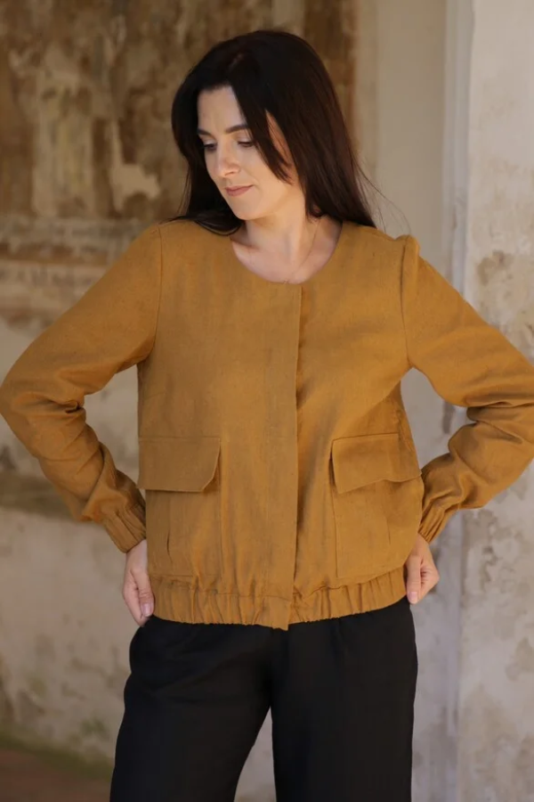 AMBER LINEN. Lininis bomber tipo švarkas Helsinki