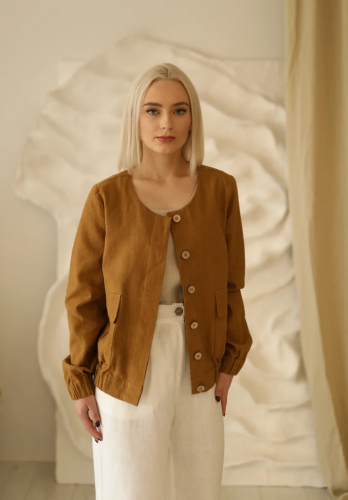 AMBER LINEN. Lininis bomber tipo švarkas Helsinki