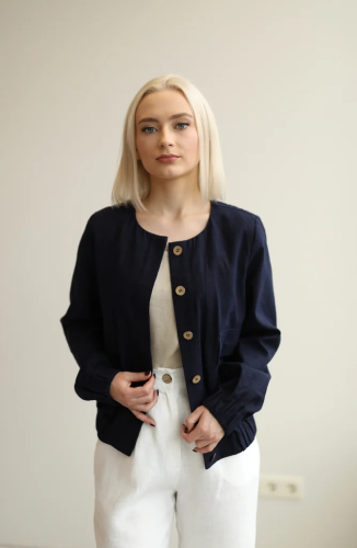 AMBER LINEN. Lininis bomber tipo švarkas Helsinki