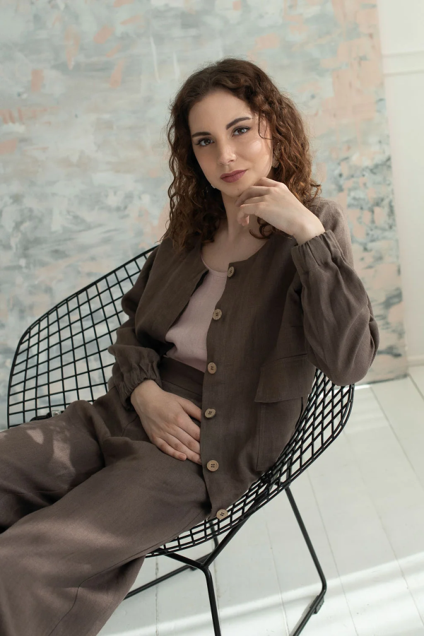 AMBER LINEN. Lininis bomber tipo švarkas Helsinki