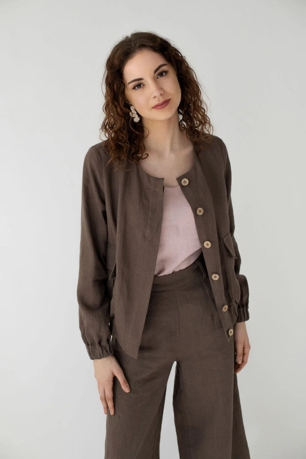 AMBER LINEN. Lininis bomber tipo švarkas Helsinki