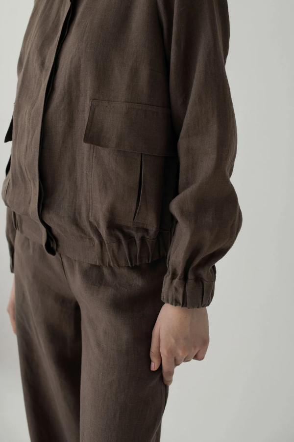 AMBER LINEN. Lininis bomber tipo švarkas Helsinki