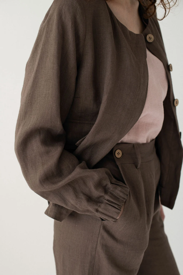 AMBER LINEN. Lininis bomber tipo švarkas Helsinki