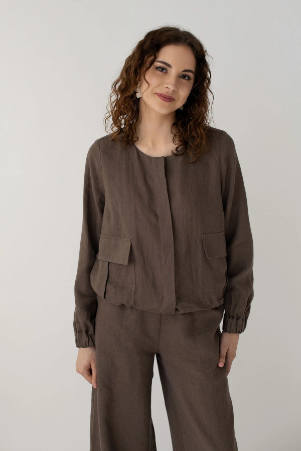 AMBER LINEN. Lininis bomber tipo švarkas Helsinki