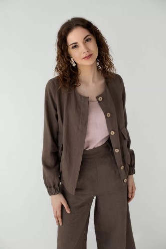 amber linen. Lininis bomber tipo švarkas Helsinki