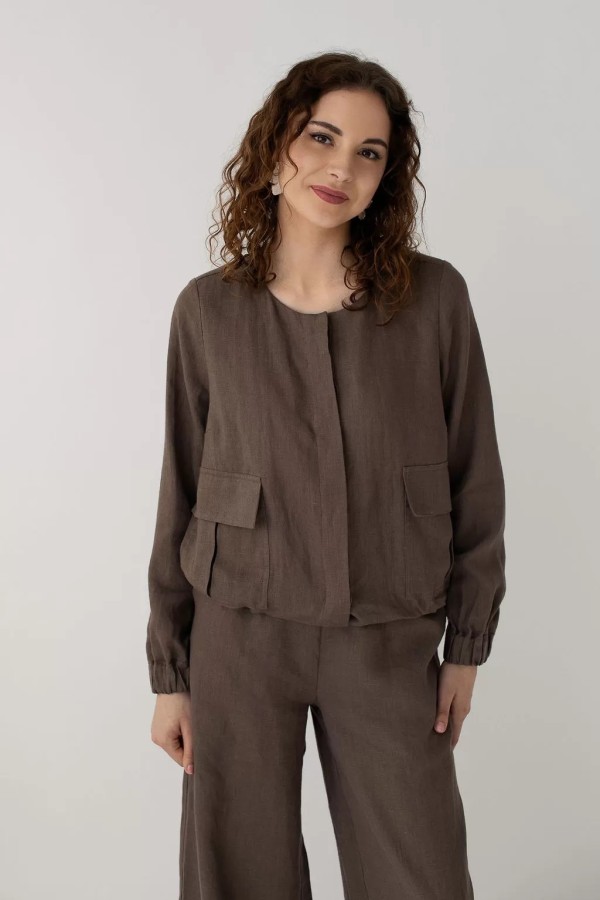 amber linen. Lininis bomber tipo švarkas Helsinki