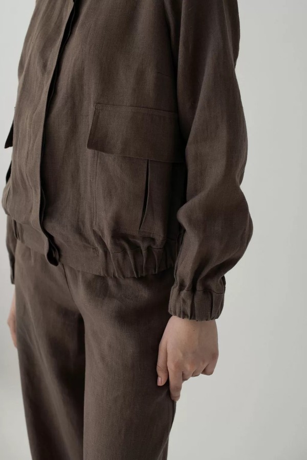 amber linen. Lininis bomber tipo švarkas Helsinki