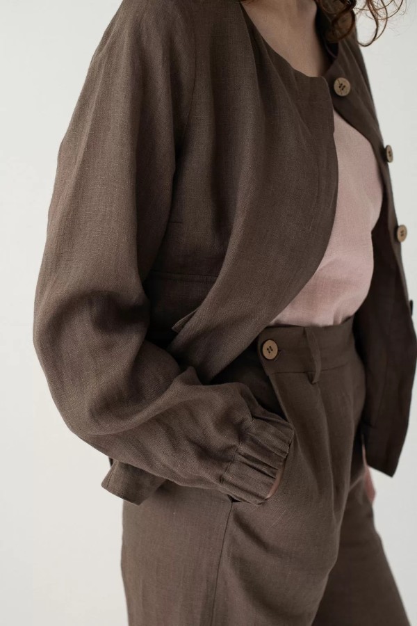 amber linen. Lininis bomber tipo švarkas Helsinki