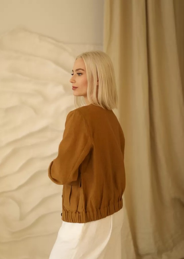 amber linen. Lininis bomber tipo švarkas Helsinki 