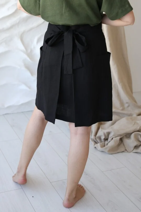AMBER LINEN. Lininis wrap sijonas Japan 