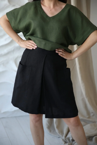 AMBER LINEN. Lininis wrap sijonas Japan 