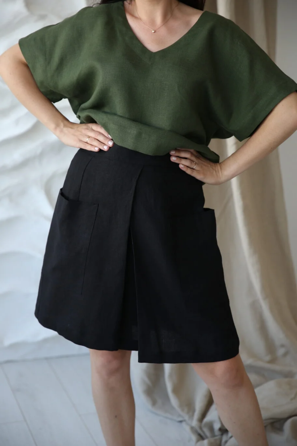 AMBER LINEN. Lininis wrap sijonas Japan 