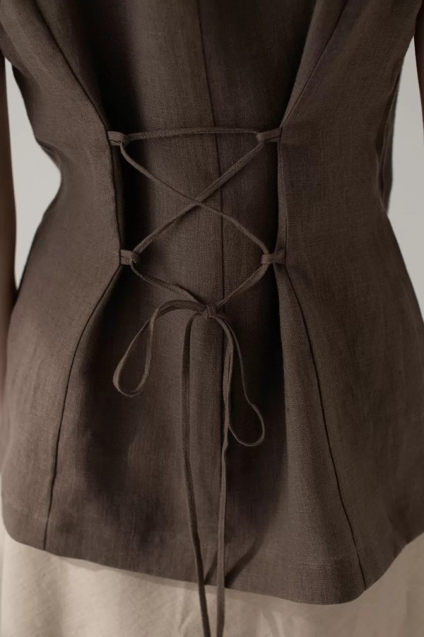 amber linen. LUXE ilga lininė liemenė