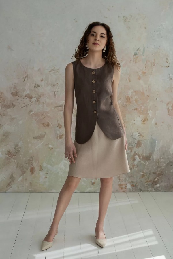 amber linen. LUXE ilga lininė liemenė