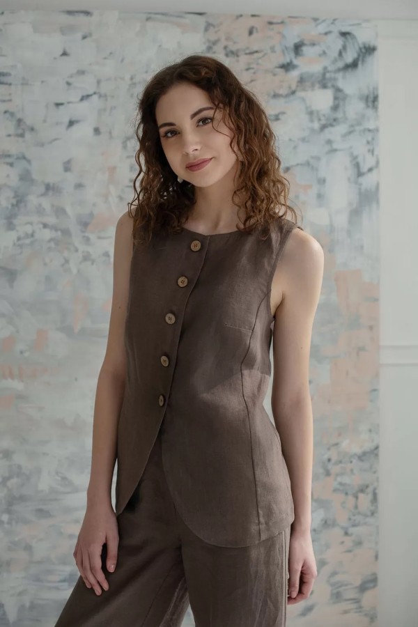 amber linen. LUXE ilga lininė liemenė