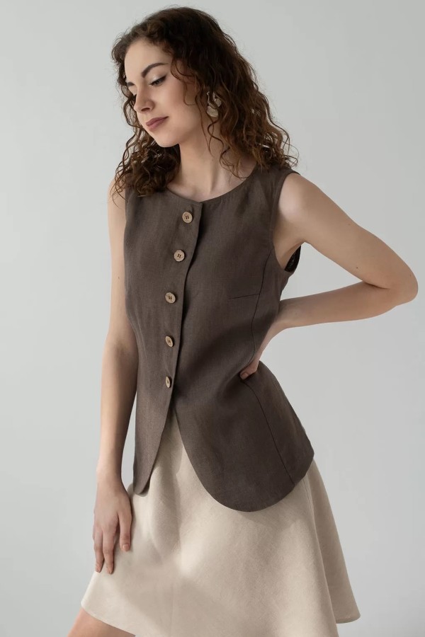 amber linen. LUXE ilga lininė liemenė