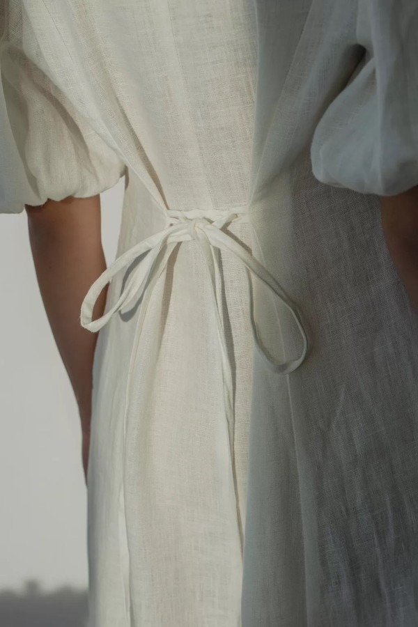 amber linen. Marbella elegantiška lininė suknelė 