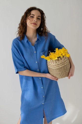 AMBER LINEN. POSITANO marškinių tipo midi suknelė
