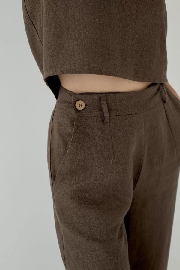 amber linen. RIVIERA plačios lininės kelnės 