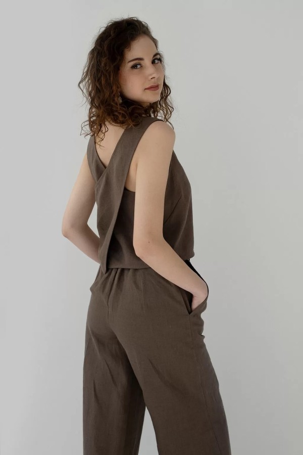 amber linen. RIVIERA plačios lininės kelnės 