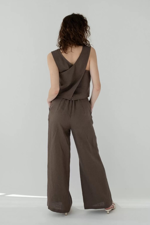 amber linen. RIVIERA plačios lininės kelnės 