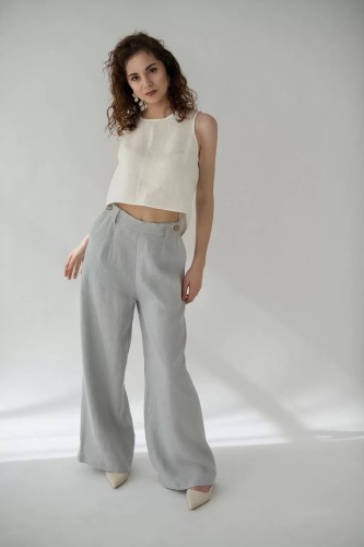amber linen. RIVIERA plačios lininės kelnės