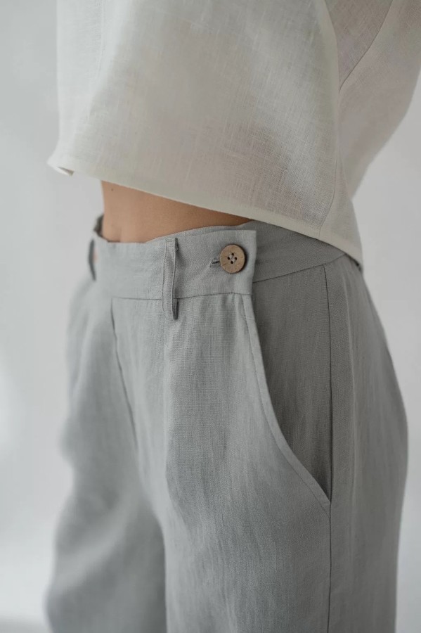 amber linen. RIVIERA plačios lininės kelnės