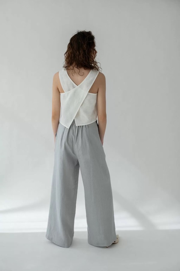 amber linen. RIVIERA plačios lininės kelnės