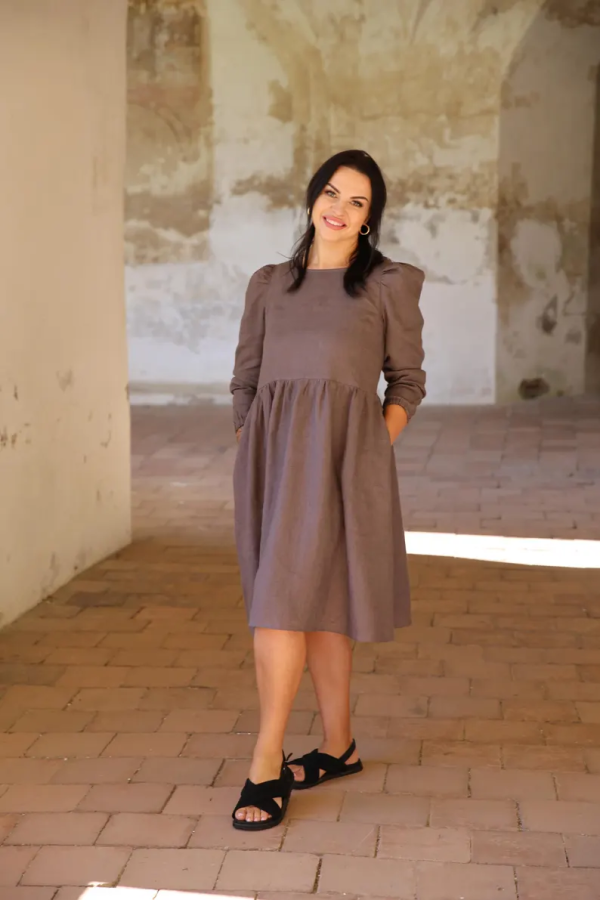 AMBER LINEN. Sarah midi lininė suknelė