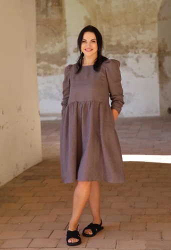 amber linen. Sarah midi lininė suknelė