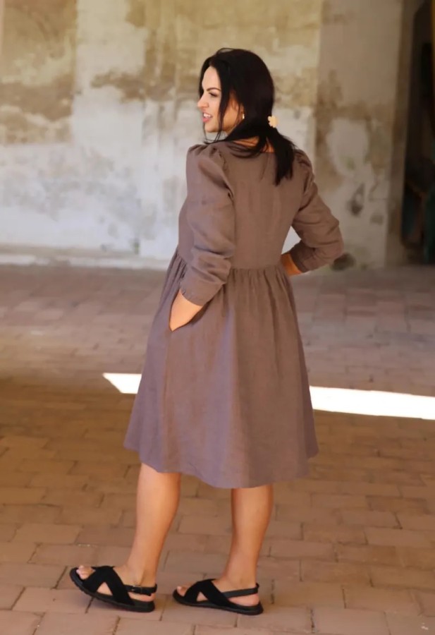 amber linen. Sarah midi lininė suknelė