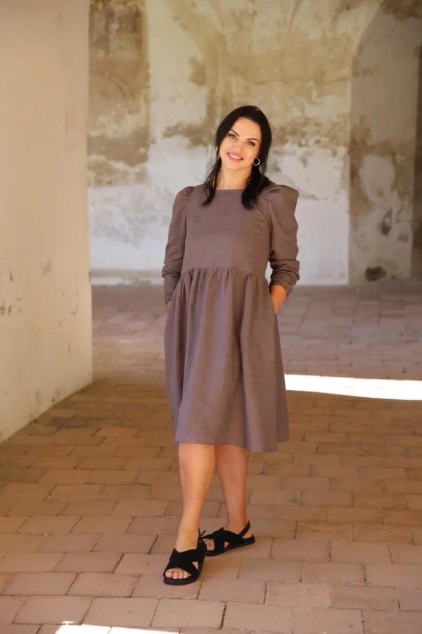 amber linen. Sarah midi lininė suknelė